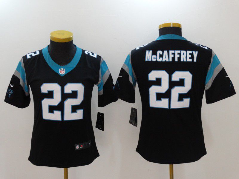 Women Carolina Panthers #22 Mccaffrey Black Nike Vapor Untouchable Limited NFL Jerseys->->Women Jersey
